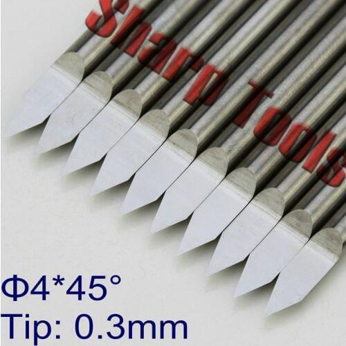 45 Degree 4*0.3mm Flat Bottom End Mill Cutter CNC Engraving Tools PCB V Carve Milling Bit Carbide Cutter for Aluminum Metal