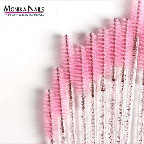 50pc/pack Disposable Crystal Eyelash Brush Comb Cosmetic Mascara Wands Applicator Professional Make Up brushes Beauty Tools