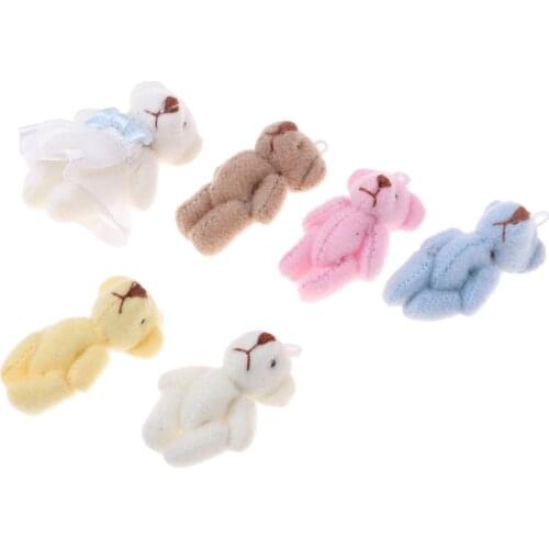 6Pcs 1/12 Plush Little Bear Stuffed Toys Doll Clothing Deco for Doll Accs