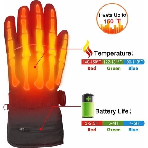 7.4V Warm Winter Waterproof Electric Heated Gloves 2200mAh Battery Powered Rechargeable Heated Gloves For Woman Man