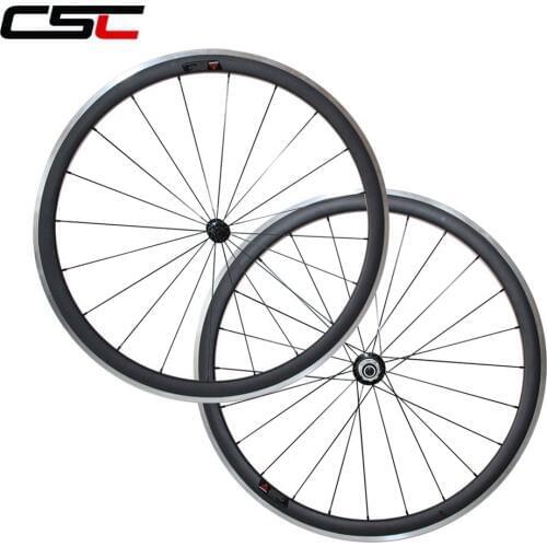 700C 38mm deep Clincher Carbon Bicycle wheelset Alloy brake surface for road bike novatec powerway R13 R36 hub