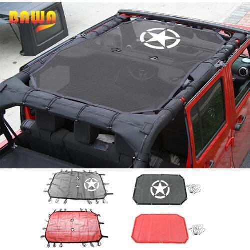 BAWA Sunshade Mesh Top Cover for Jeep Wrangler JK JKU 2007-2017 UV Sun Protection 2 Door 4 Door