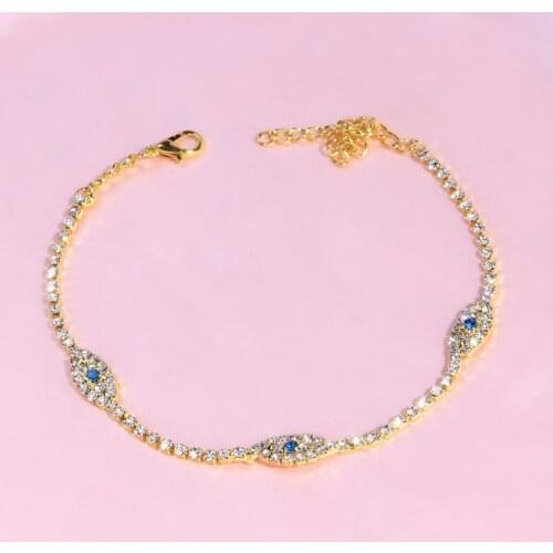 Stainless steel Evil Eye rhinestone Anklet Bracelet