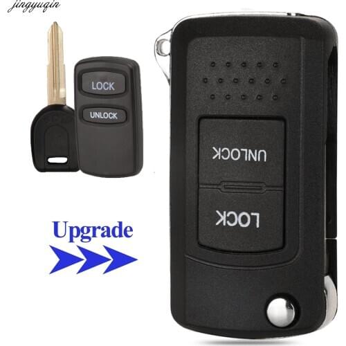 Jingyuqin Remote Car Key Case Shell Modified For Mitsubishi Lancer Outlander Pajero V73 Galant 2B Flip Folding Key Fob Cover