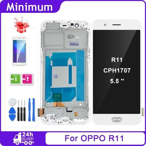 For OPPO R11 5.5" LCD Display Touch Screen Digitizer Assembly With Frame For OPPO R 11 CPH1707 Replacement LCDs + Gifts