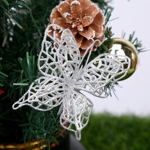 Dophee 10pcs 7cm Artificial Flowers Christmas Tree Ornaments Christmas Decorations for Home Xmas Tree New Year Decor Navidad