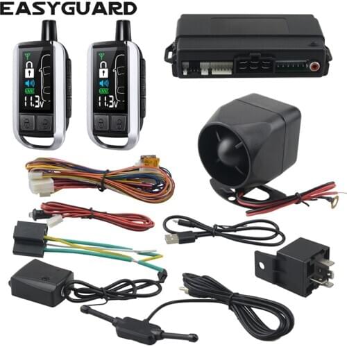 EASYGUARD 2 Way keyless entry system rechargeable remote lcd pager display vibration alarm shock sensor security 868Mhz