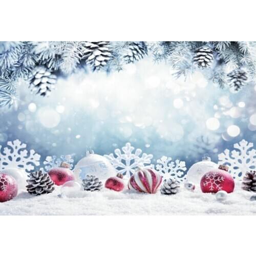 Christmas Backdrop Snowflake Pine Ball Vinyl Photography Background Family New Year Xmas Party Decor Photo Booth Studio Props