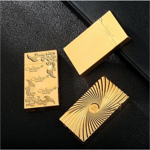 Chief CF-029 Pure Copper Longsheng Kerosene Lighter Ultra Thin Brass Gasoline Lighter Business Gift Smoking Tool With Box