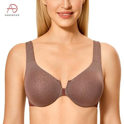 Womens Comfort Underwire Full Coverage Non-Foam Racerback Front Closure Bra