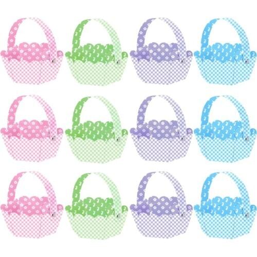 12pcs Delicate Easter DIY Baskets Adorable Egg Storage Baskets Festival Decors Easter Party Gift Candy Bags