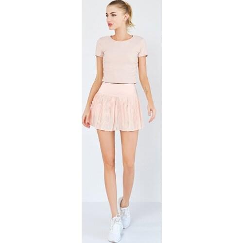 PASKOWEAR Sports Sexy Fitness Hakama Yoga Suit Skin-Friendly Quick-Drying T-Shirt Anti-Glare Short Skirt Yoga Two-Piece Suit