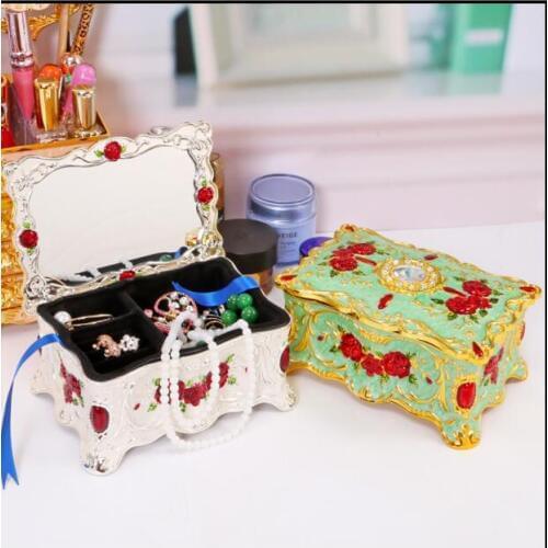 Creative single/double layers metal jewelry box makeup organizer storage box tin box organizer for womens gifts Z190