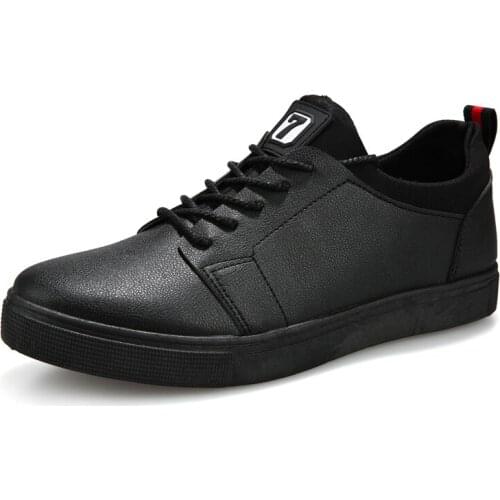 Black Mens Casual Shoes Lace-Up Breathable Fashion Mens Sneakers Rubber Spring and Autumn Male Flat Casual Shoes