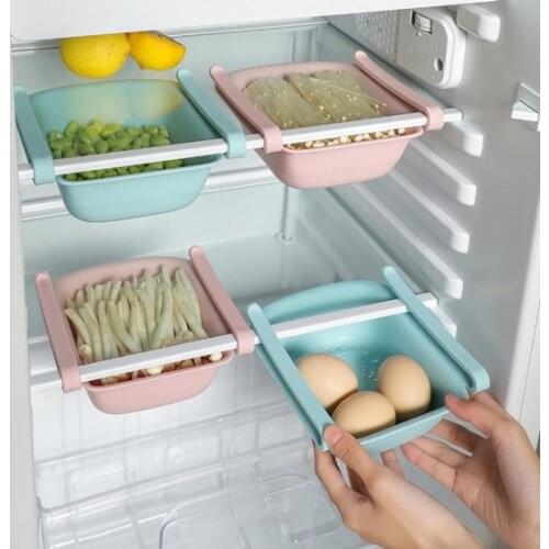 Kitchen Refrigerator Fruit Storage Basket Pull-out Storage Box Holder Food Organizer Drawer Shelf Home Fresh Spacer Storage Rack
