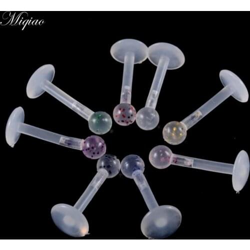Miqiao 8pcs Fashion Personality Transparent Soft Straight Rod Multifunctional Lip Stud Earring Piercing Jewelry