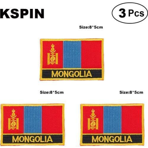 Mongolia Rectangular Shape Flag patches embroidered flag patches national flag patches for clothing DIY Decoration