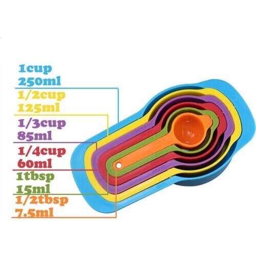 Set of 6pcs Kitchen Measuring Spoons Rainbow color Anti-rust Stackable Combination Measuring Cup spoon Sugar/coffee Scoop
