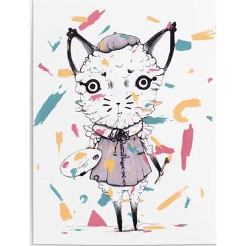 Wall Art Abstract Anime Canvas Painting Home Decor Modular Adding Paint Cat Poster HD Print Pictures For Kids Bedside Background
