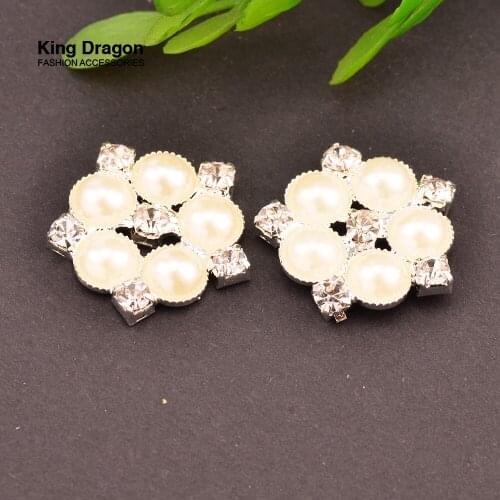 New Arrival Rhinestone Embellishment Button 20MM 10PCS/Lot Flat Back Silver Color Used On Invitation Decoration KD58