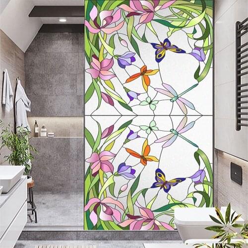 Window Film Privacy Plants Decorative Frosted Non Glue Glass Sticker Sun Protection Heat Control Window Coverings for Homedecor