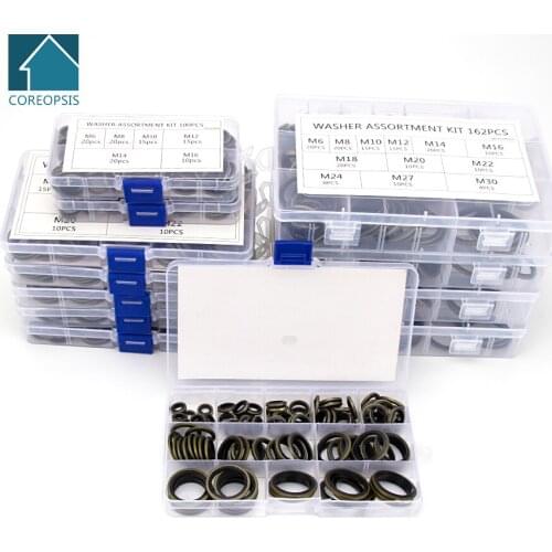 115-162pcs High Pressure Flat Washer O-Ring Sealing Gasket M6 M10 M14 M18 M20 M24 M27 M30 M33 M36 Seal Gauge Couplers Socket S29