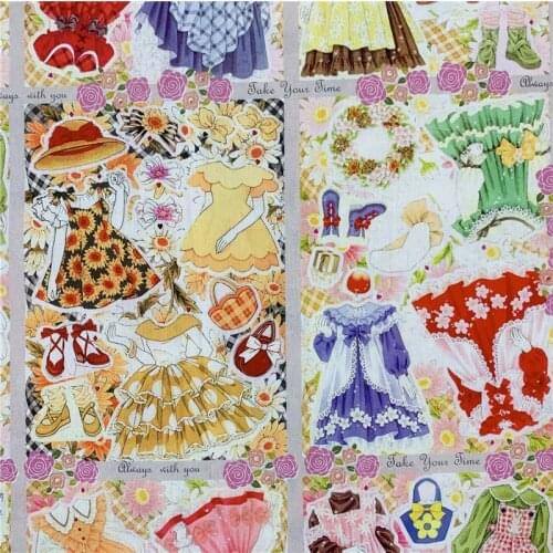 Plain cotton fabric Cloth Fabric Cartoon doll Princess dress Printed Fabrics DIY Craft Needlework Apparel baby Dress Sewing
