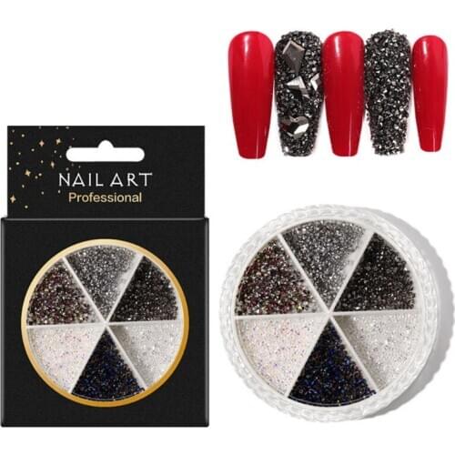 Mixed Color Nail Rhinestone 3D Nail Art Decoration In Wheel white AB Color Small RXJC