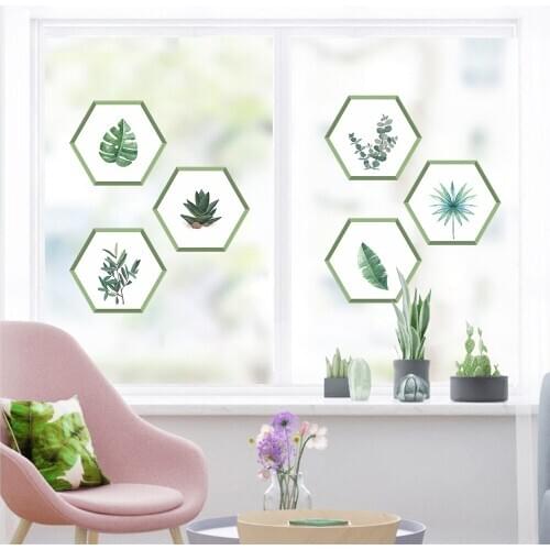 Rhombus frame Green garden plant baseboard wall sticker home decoration mural decal living room bedroom decor