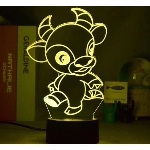 Cute Cartoon Cow 3D LED Illusion Night Lamp Kids Child Birthday Christmas Gift Art Deco Kawaii Room Decor LED Sensor Lights