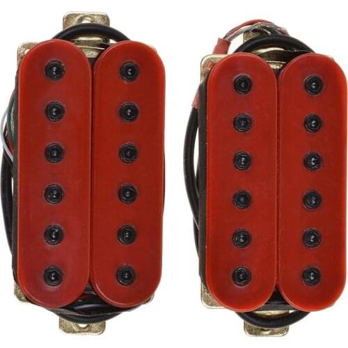Pack of 2 Neck Bridge Double Coils Pickups Copper Baseplate for 6 Strings Electric Guitar Parts, Red