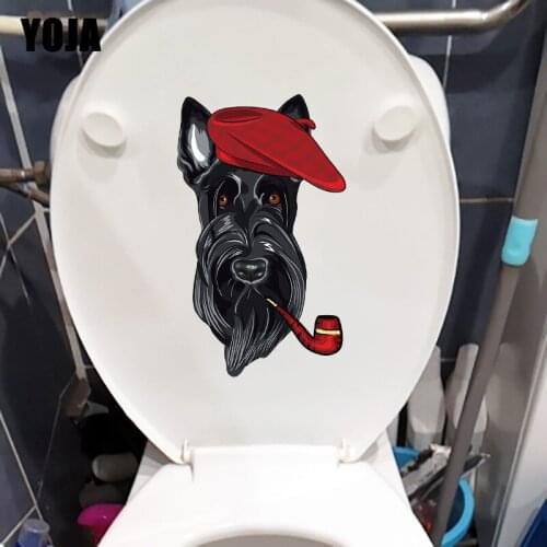 YOJA 15.2×25.5CM Dog With A Pipe Funny Kids Room Decoration Wall Stickers Cartoon Toilet WC Accessories T1-2933