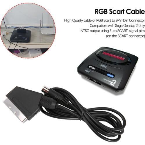 1.8M/6FT EU version V-pin Scart cable RGB AV Cables PAL For Sega Genesis 2 Mega Drive MD 2 High quality