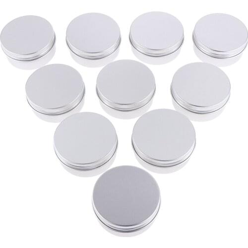 10Pcs 50ml Silver Small Aluminum Round Lip Balm Tin Storage Jars
