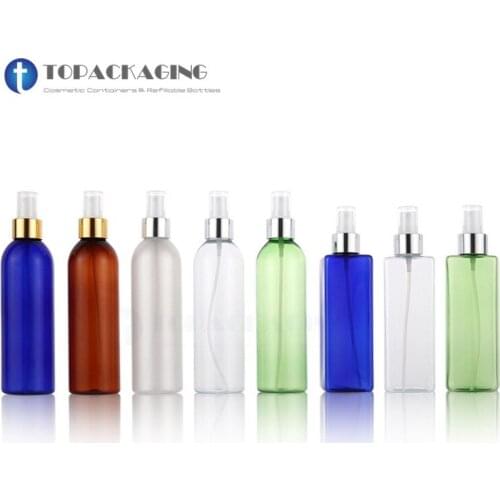 20pcs*250ML Spray Pump Bottle Empty Cosmetic Container Plastic Perfume Refillable Packing Mist Atomizer Anodized Aluminum Ring