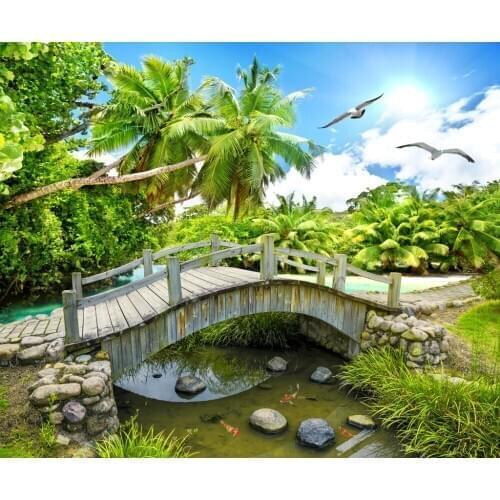 3D Photo Park Arch Bridge Landscape Printing Blackout Curtains For Living Room Bedding Room Hotel Drapes Cortinas