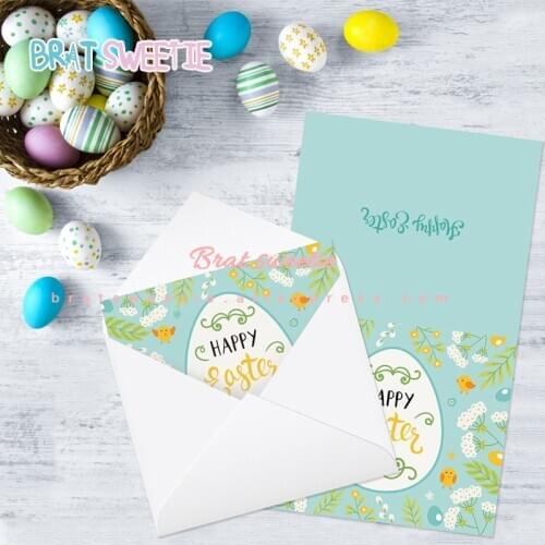 42pcs/pack Happy Easter Greeting Cards Spring Note Cards with White Envelopes for Kids Party Supplies