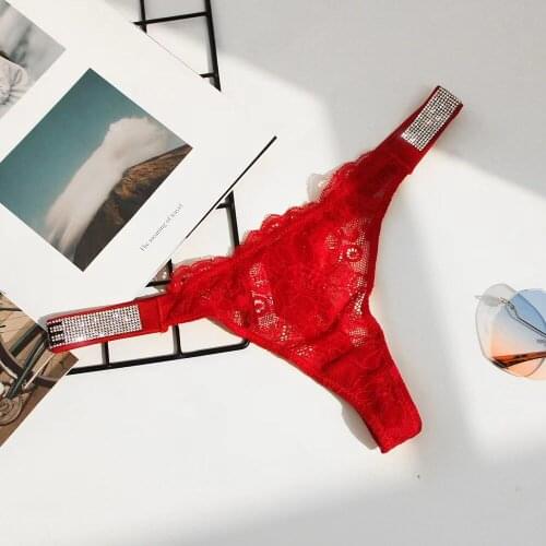 6 color lace sexy panties letter rhinestone panties women G string high waist bikini underwear cotton seamless underwear thong