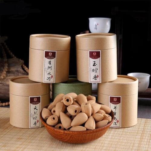 50pc/Box Laoshan Sandalwood 8-10min Burning Smoke Backflow Tower Incense Cones Fragrance Incense For Aromatherapy