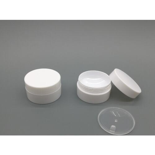 Free shipping 20pcs/lot 10g PP White cosmetic jar with inner lids, Plastic empty hollow bottom cream jar