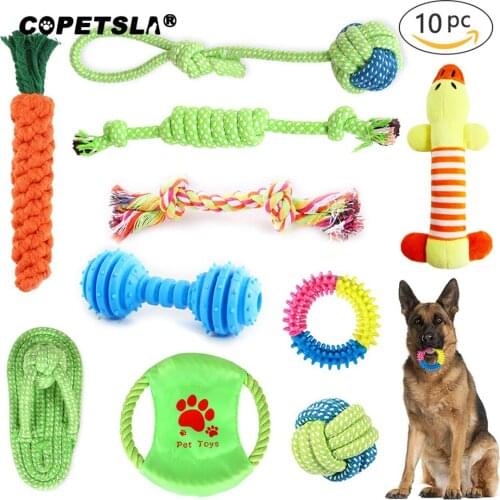 Copetsla 10PCS Dog Toy Sets Chew Rope Toys for Dog Chewing Toys for Dog Outdoor Teeth Clean Toy for Big Dogs Juguete para Perros