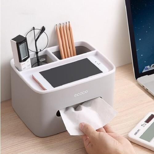 Desktop Napkin Holder Caddy Organizer Shelf Tissue Box Paper Holder Storage Case Organizer Case Toilet Paper Phone Holder