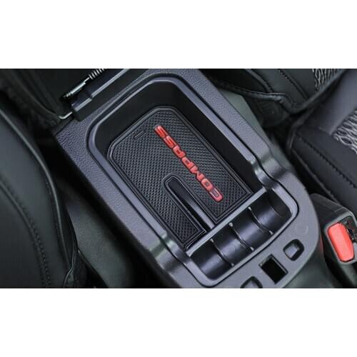 For Jeep Compass 2017 2018 Armrest Storage Box Holder Container Black Car Parts Interior Accessories