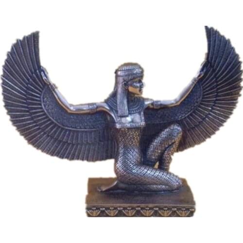 EGYPTIAN MYTHOLOGY GODDESS OF LIFE ISIS COPPER PLATING RESIN ART&CRAFT STATUE CREATIVE HOME ANCIENT EGYPT STYLE DECOR X4294