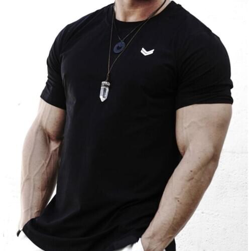 T Shirts Men Summer Shirt Short Sleeve Bodybuilding Workout Exercise Mens Clothing Daily Wear