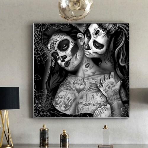 Advocating Freedom Tattoos Women Canvas Painting Black and White Posters and Prints Fashion Style Wall Pictuers for Home Decor