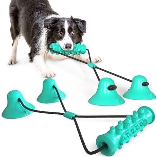 Dog Toys Silicone Suction Double Suction Cup Drawstring Dog Toy Molar Bite Resistant Dog Toy Pet Cleaning Tooth Biting Chew Toy