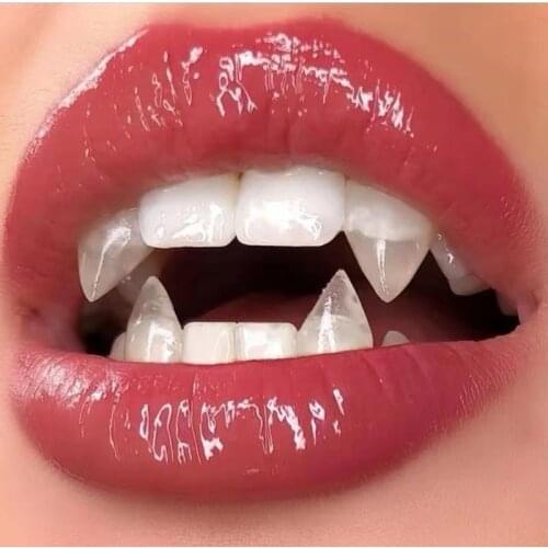 Adult Kids Halloween Vampire False Teeth Horrific Party Costume Transparent Dentures Cosplay Fangs Resin Fangs