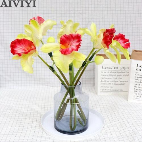 High-grade PU artificial touch Phalaenopsis wedding decoration bridal bouquet fake flower home garden office party decoration