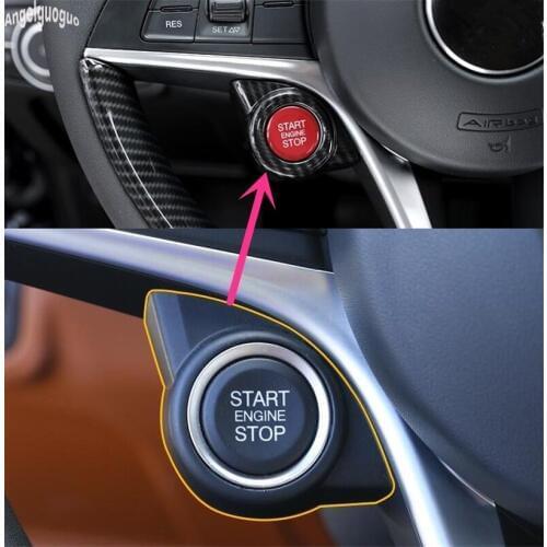 ABS carbon style For Alfa Romeo Stelvio Giulia Accessories Car Engine Start Stop Keyless Start System Button Cover Frame Sticker